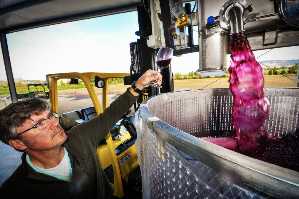 2Hawk Vineyard and Winery Winemaker Kiley Evans Testing Wine