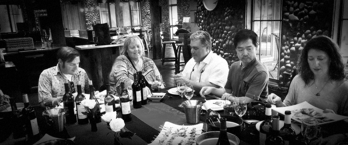 2Hawk Vineyard and Winery Hosting of Wine Writers for OWP Oregon Wine Tour (Grayscale)