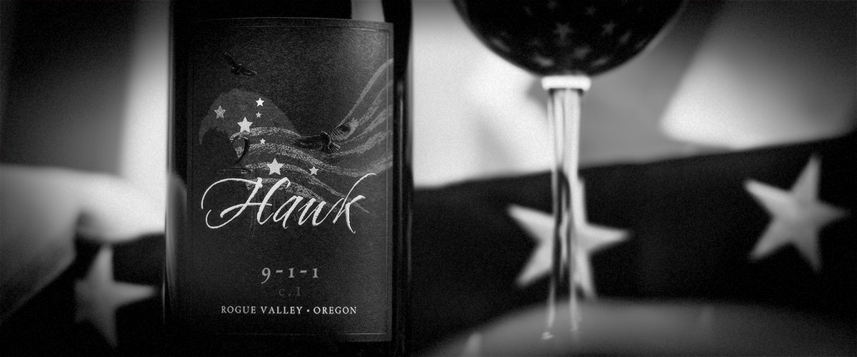 2Hawk 9-1-1 Wine with Flag (Grayscale)