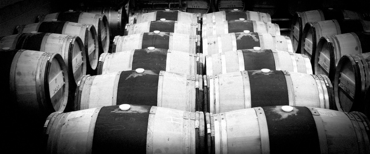 2Hawk Vineyard and Winery Oak Barrels (Grayscale)