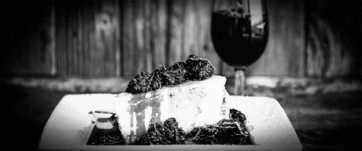 2Hawk Vineyard and Winery Wine and Cheesecake Food Pairing (Grayscale)