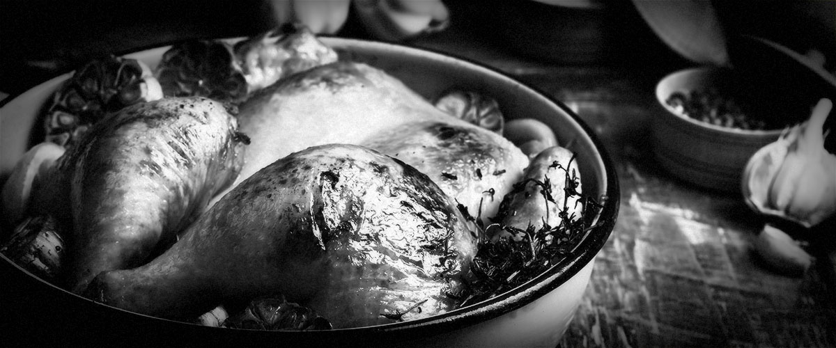 Winter Comfort Foods Roast Chicken (Grayscale)