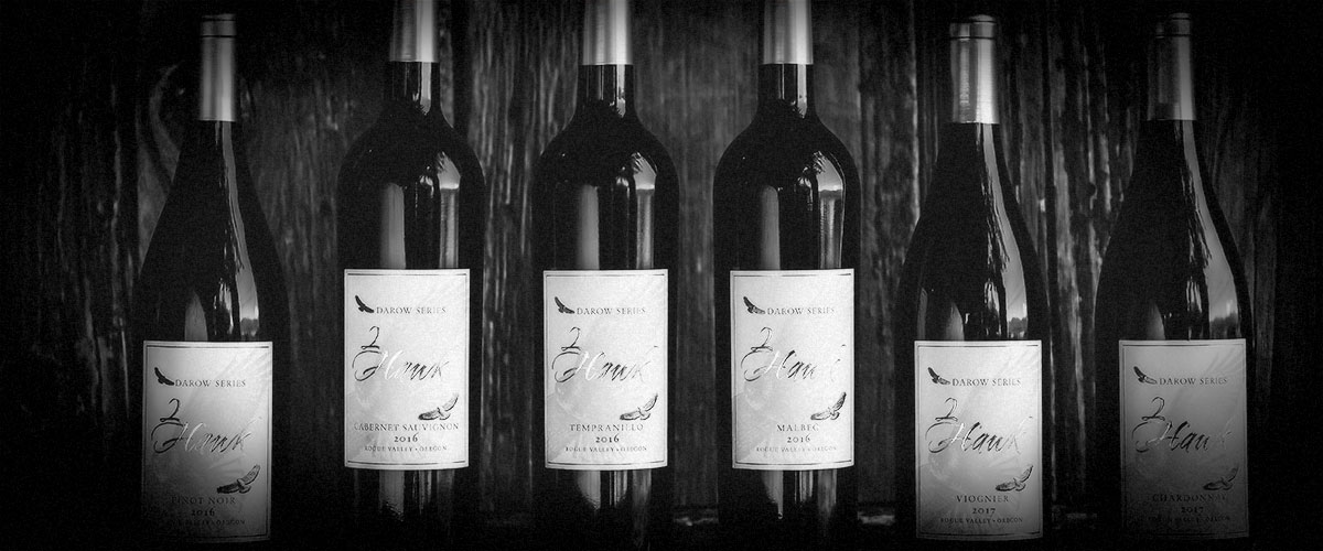 2Hawk Vineyard and Winery Darow Series Wines (Grayscale)